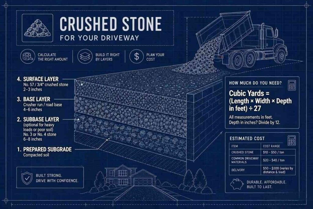 how much crushed stone for a driveway