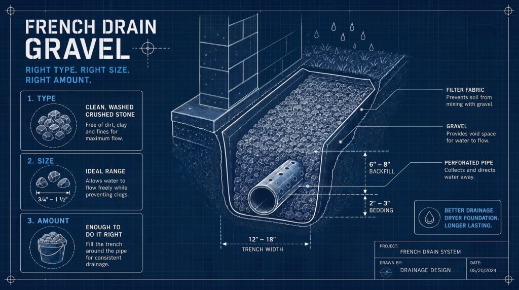 French drain gravel