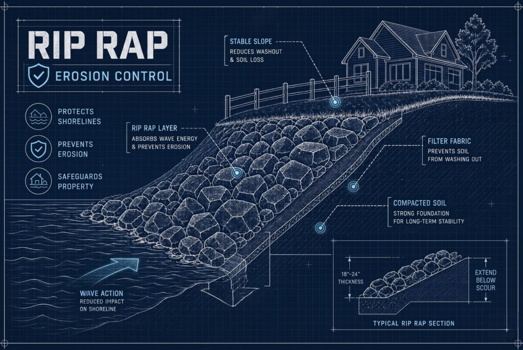 erosion control with rip rap