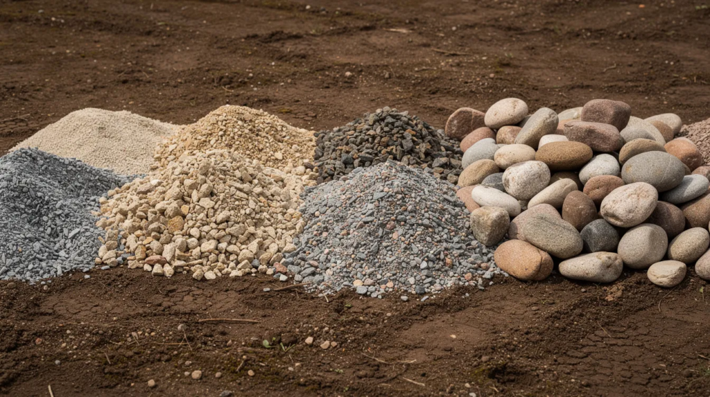Different gravel types used to estimate how much is a ton of gravel for driveways, paths, and landscaping