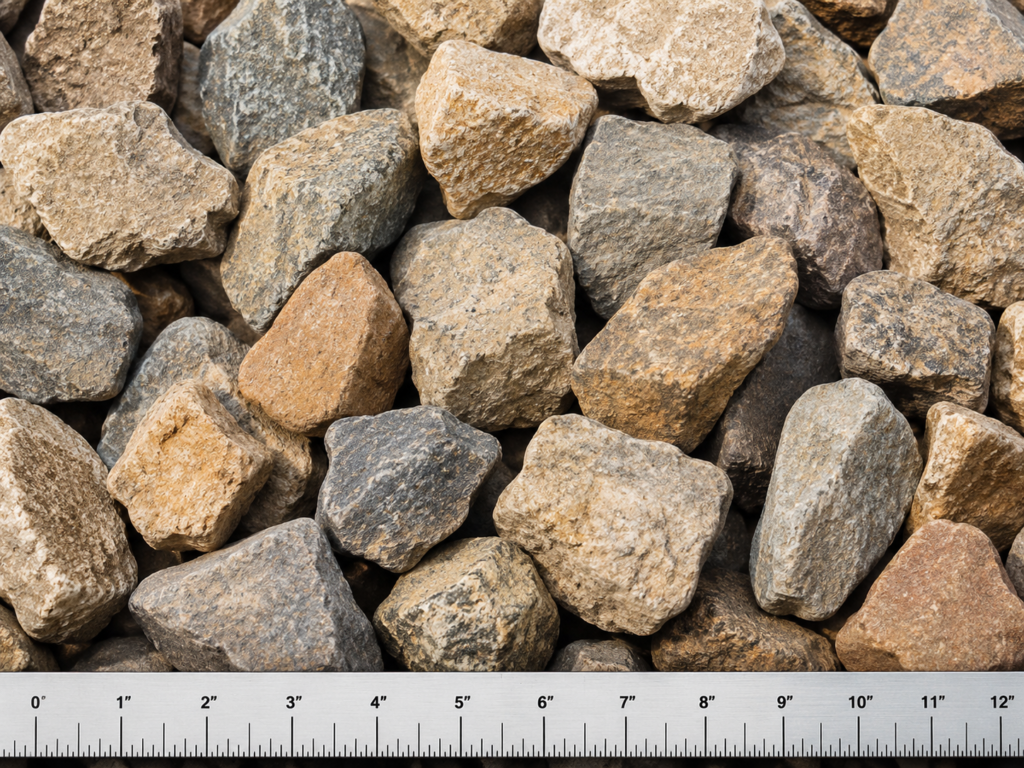 2″ gravel is a coarse aggregate commonly used for driveway bases, drainage layers, and heavy-duty fill projects.